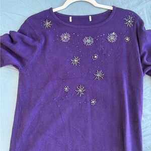 Purple Sweater with Embellished Design